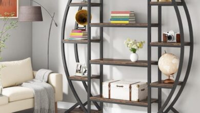 Elevating Spaces With The 55 Oval Triple Wide 5 Tier Bookshelf