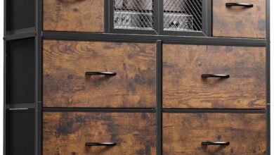 Enhomee Rustic Mesh Door Dresser Spacious Style Meets Smart Storage