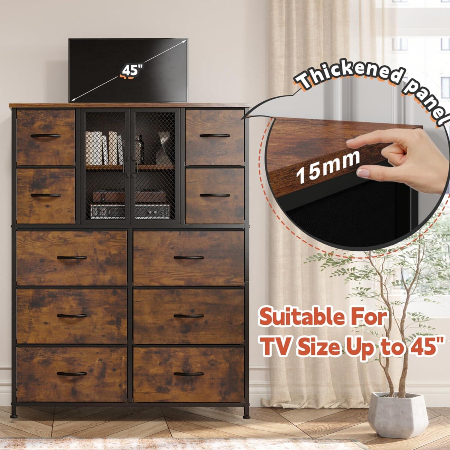 EnHomee's Rustic Mesh Door Dresser: Spacious Style Meets Smart Storage