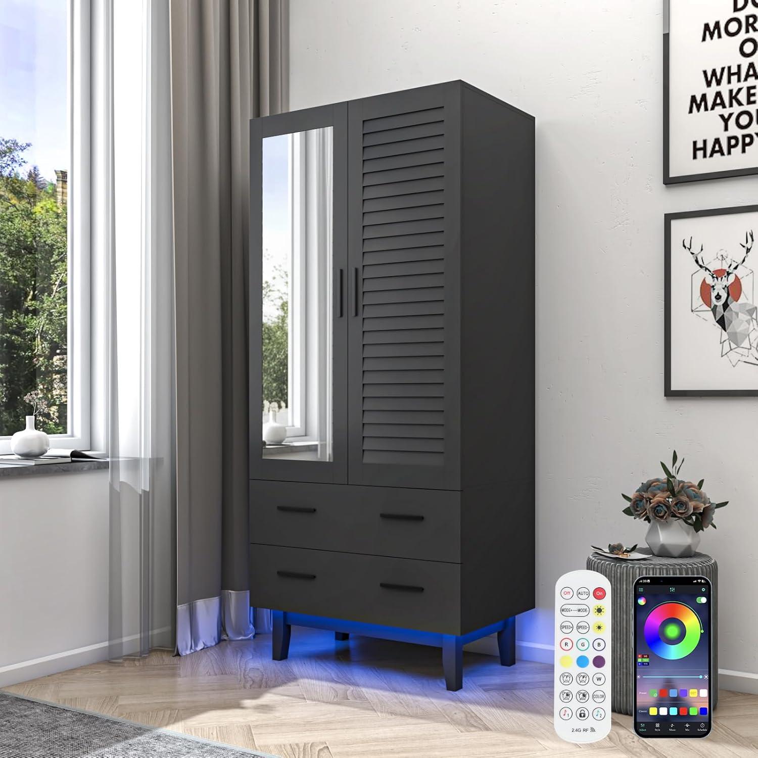 Exploring Spacious Storage And Led Style In A Modern 2 Door Armoire