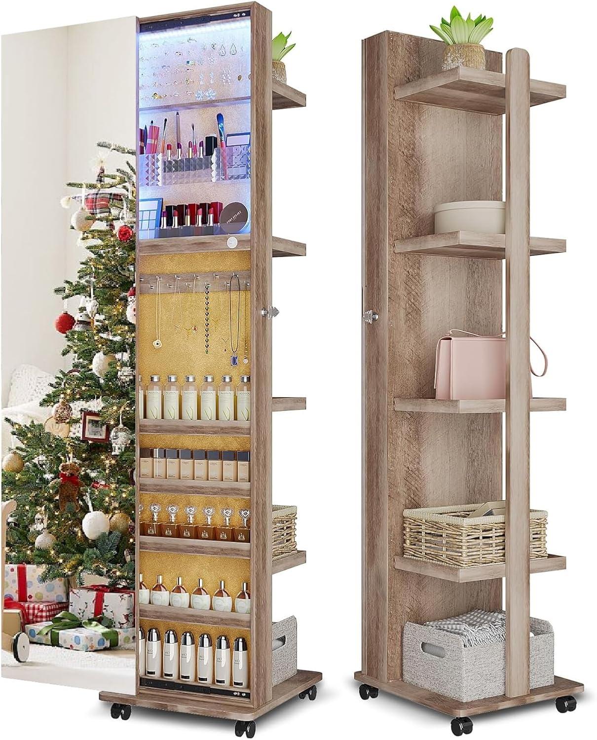 Lvifur 360 Rotating Jewelry Armoire Style Meets Storage And Light