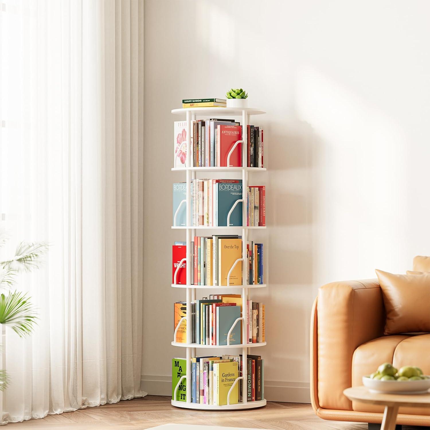Maximize Space And Style With The Spaceaid 5 Tier Rotating Bookshelf Tower