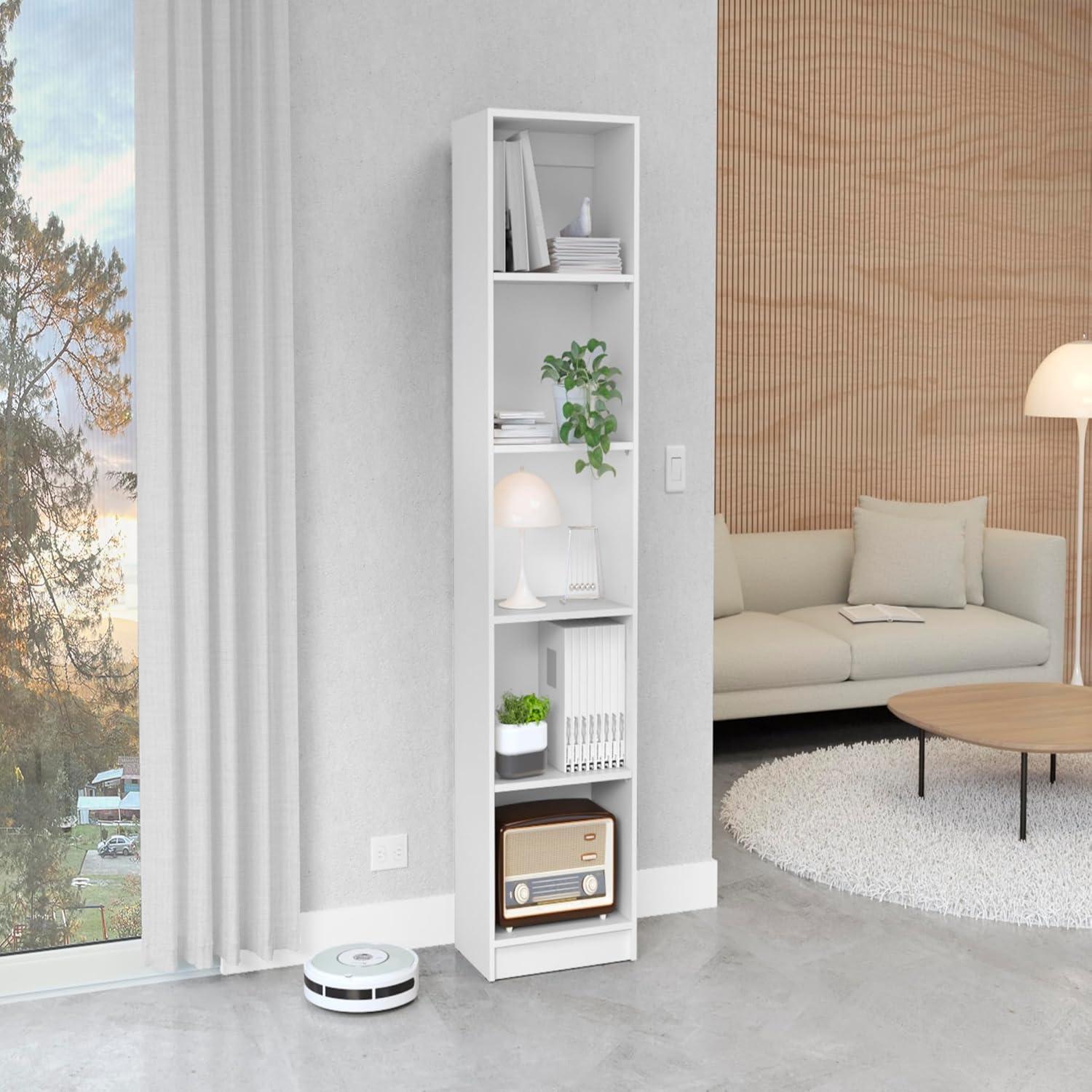 Maximize Space With A Sleek 5 Tier White Bookshelf For Any Room
