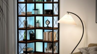 Maximizing Corner Space With A Stylish 7 Tier Led Bookshelf