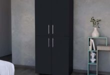 Maximizing Small Spaces With Sleek Black 4 Door Armoire Storage