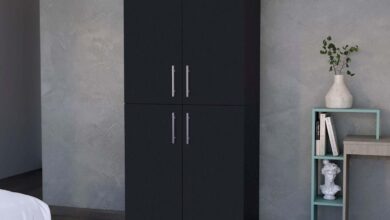 Maximizing Small Spaces With Sleek Black 4 Door Armoire Storage