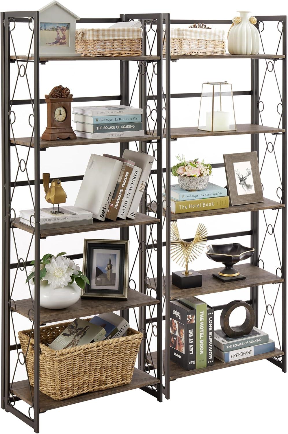 Maximizing Space And Style With The Vecelo 5 Tier Folding Bookshelf
