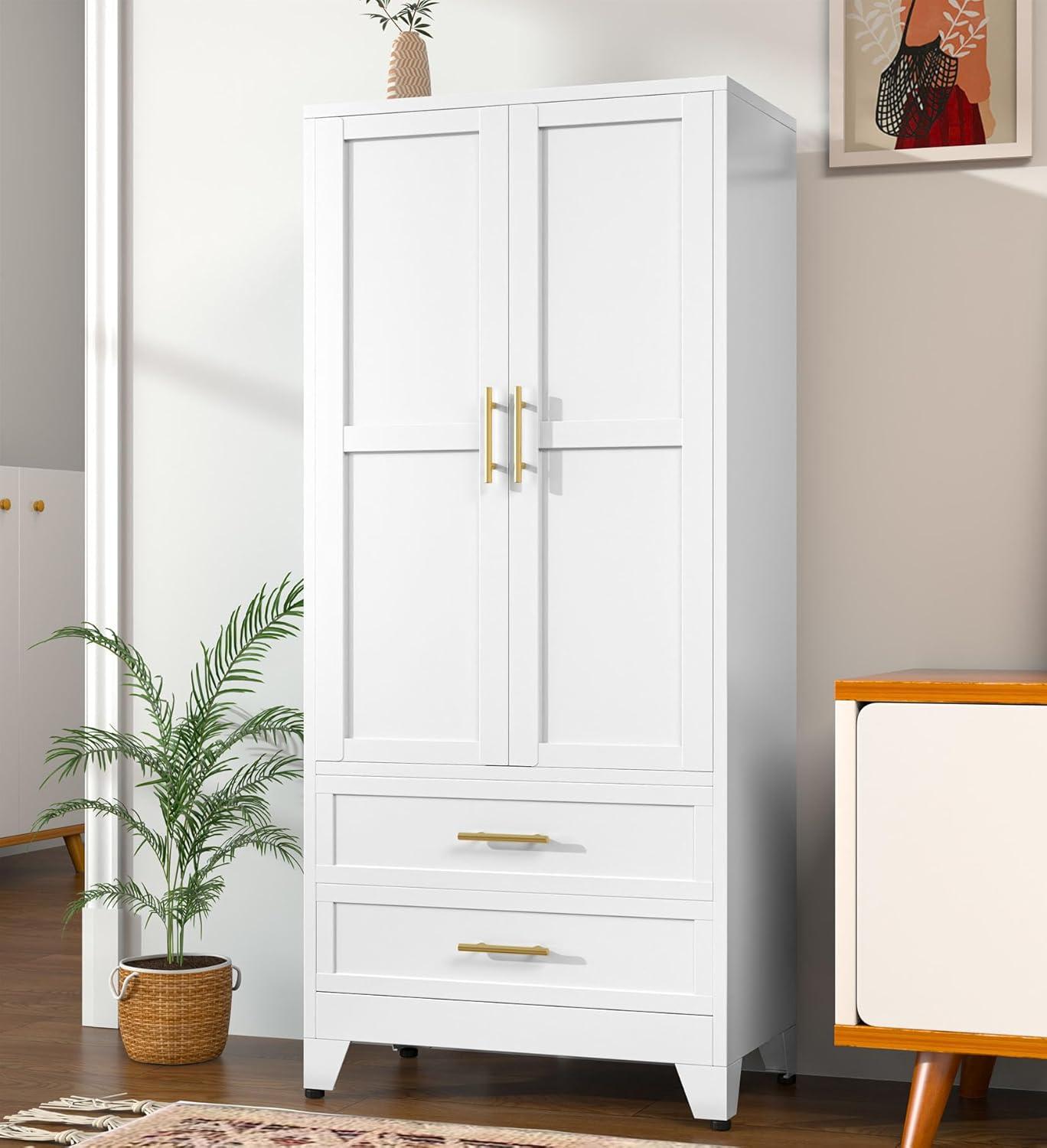 Maximizing Space With A Sturdy 71 Metal Armoire Wardrobe Cabinet
