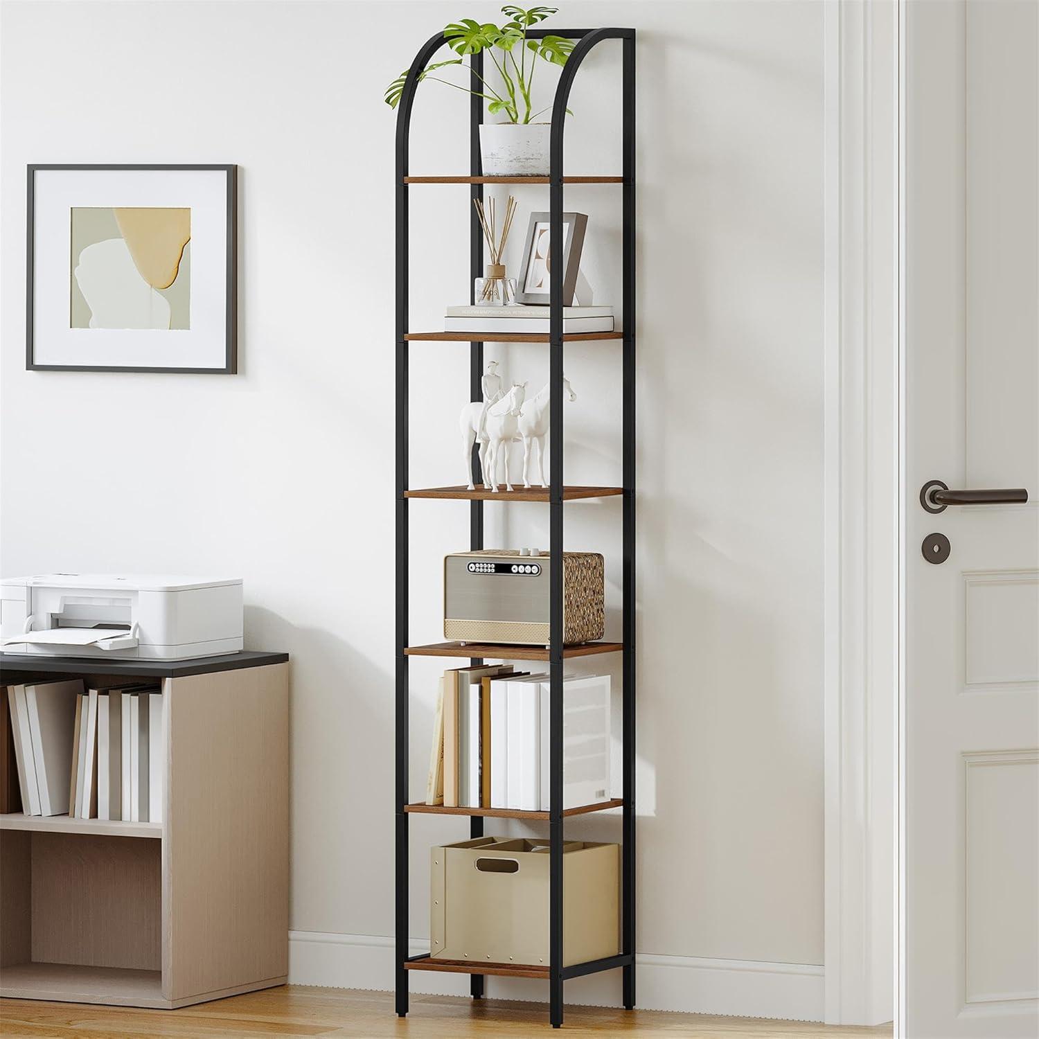 Maximizing Space With An Industrial 6 Tier Narrow Bookshelf We Love