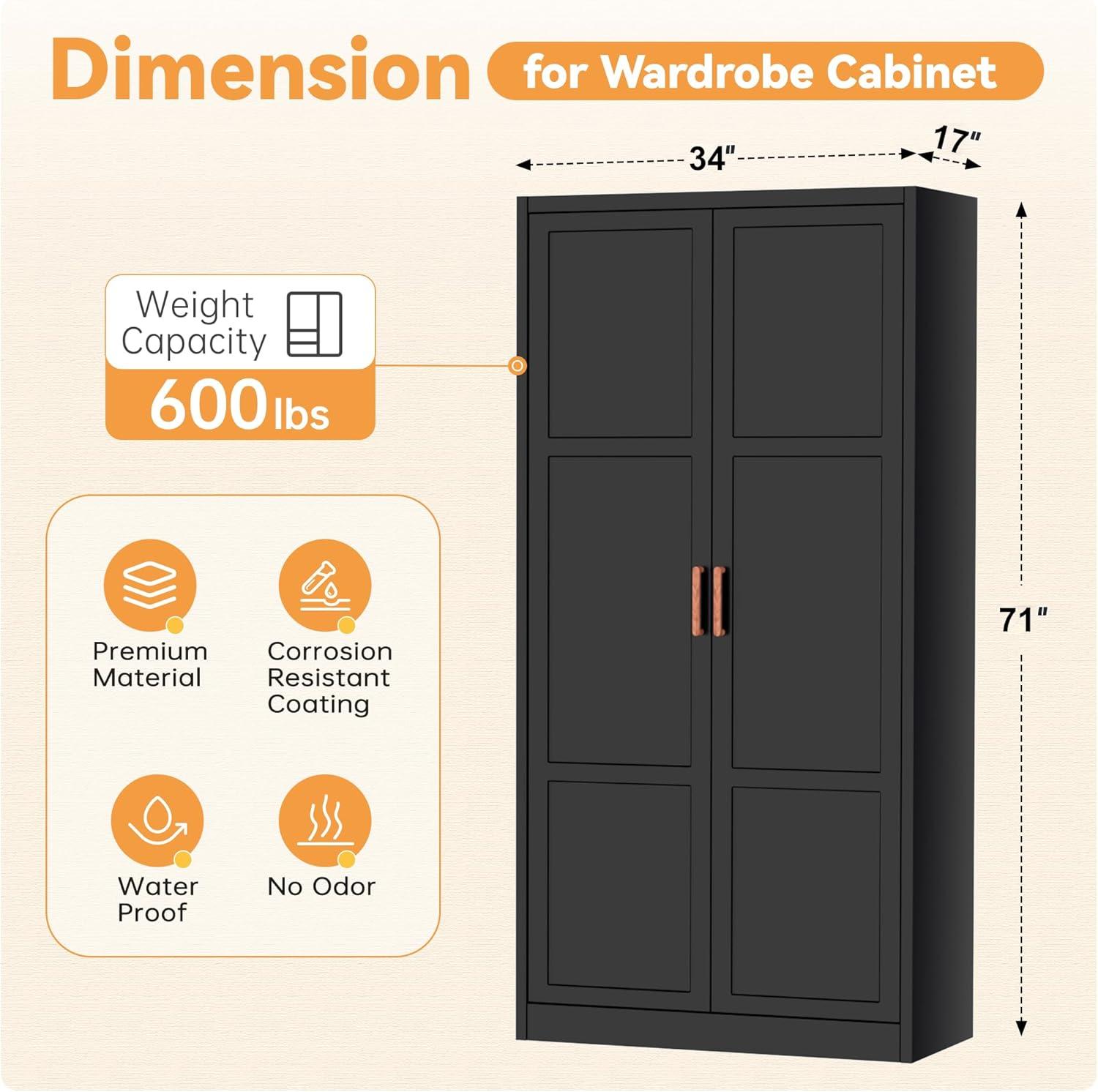 Maximizing Space with ‍INTERGREAT's Sturdy ​Metal Armoire wardrobe