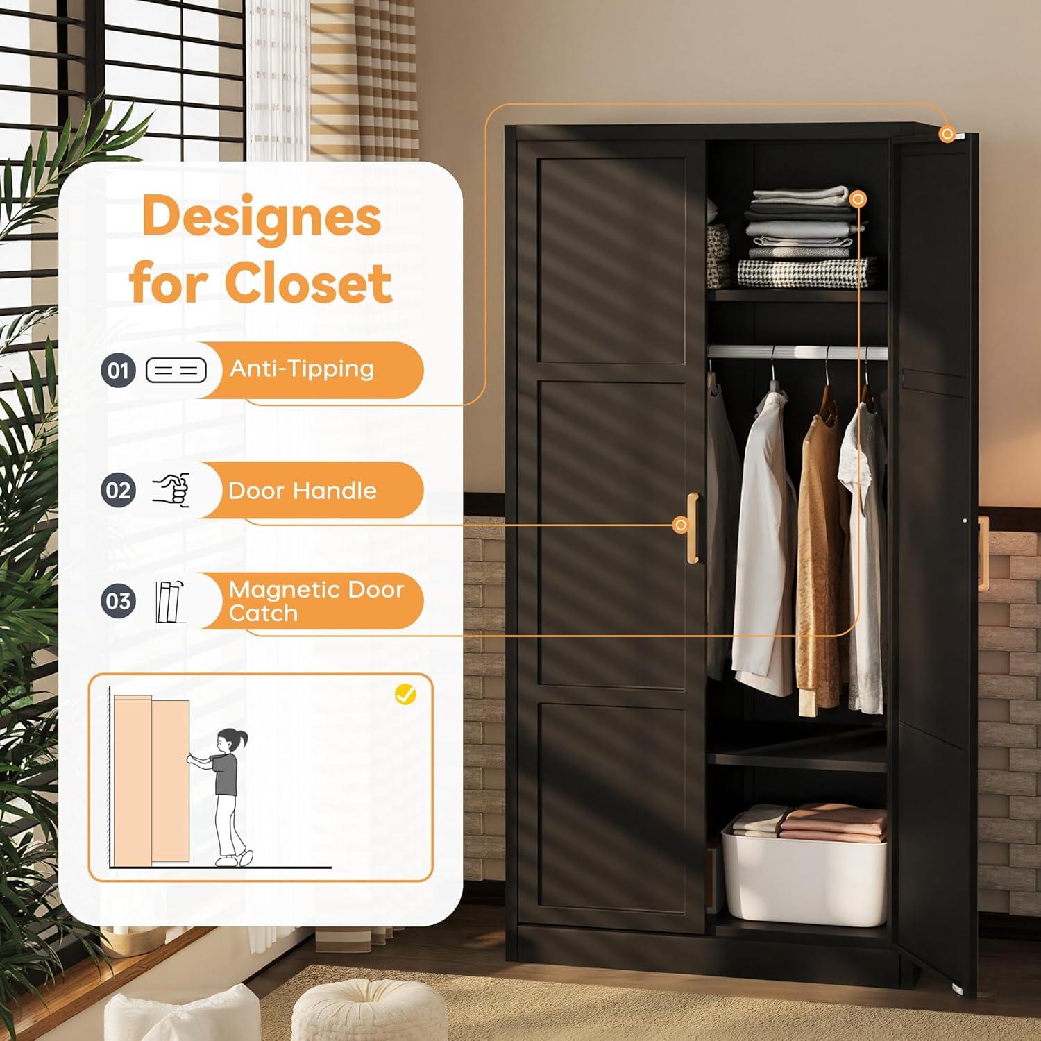 Maximizing Space with INTERGREAT's Sturdy Metal Armoire Wardrobe