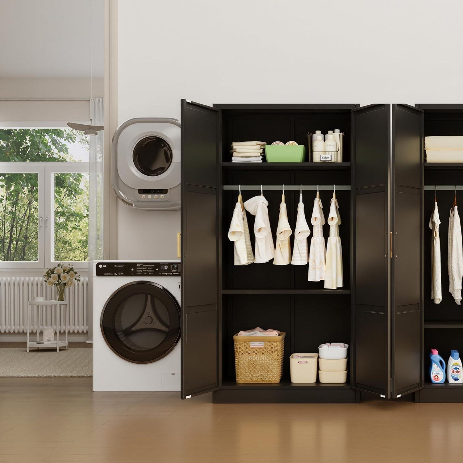 Maximizing Space with INTERGREAT's Sturdy Metal Armoire Wardrobe