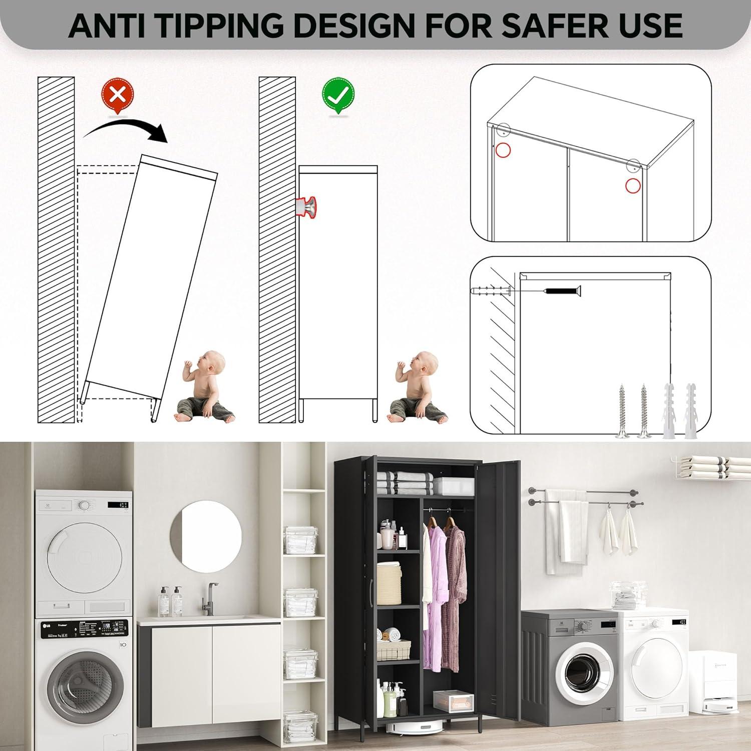 Maximizing Space with MIOCASA's Sleek,⁤ Sturdy Metal Wardrobe Closet