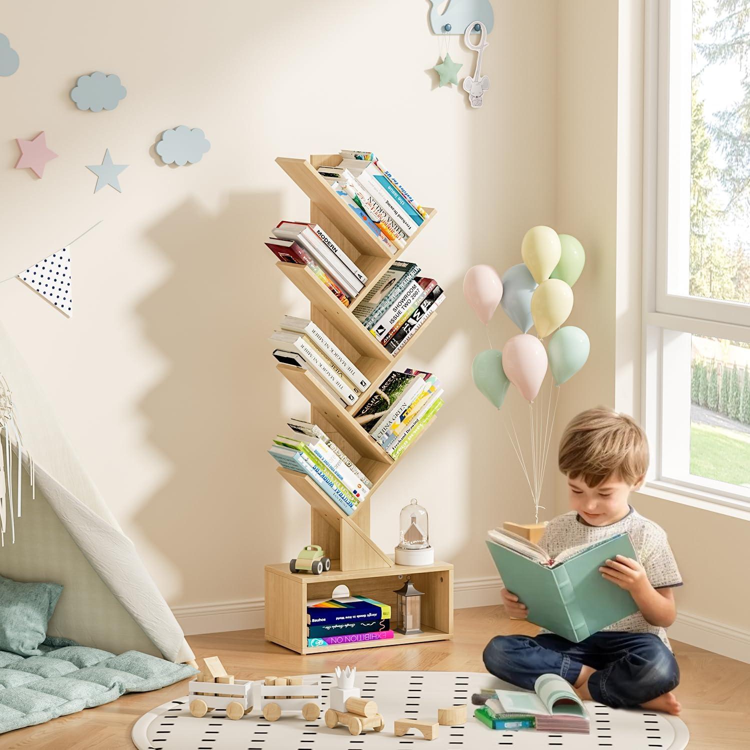 Maximizing Space with the Flycity Tree Bookshelf's Sleek 6-Tier Design