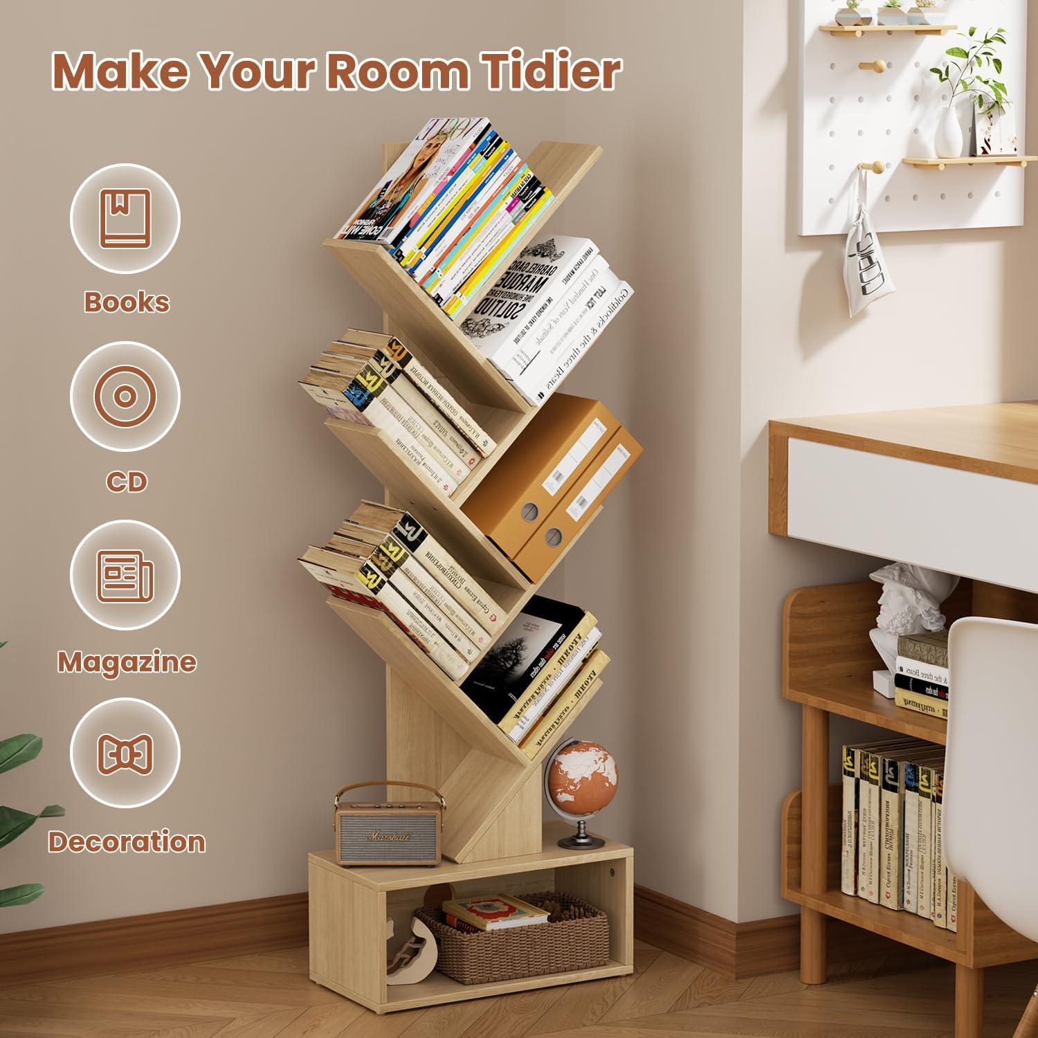 Maximizing Space with the Flycity Tree Bookshelf's Sleek 6-Tier Design