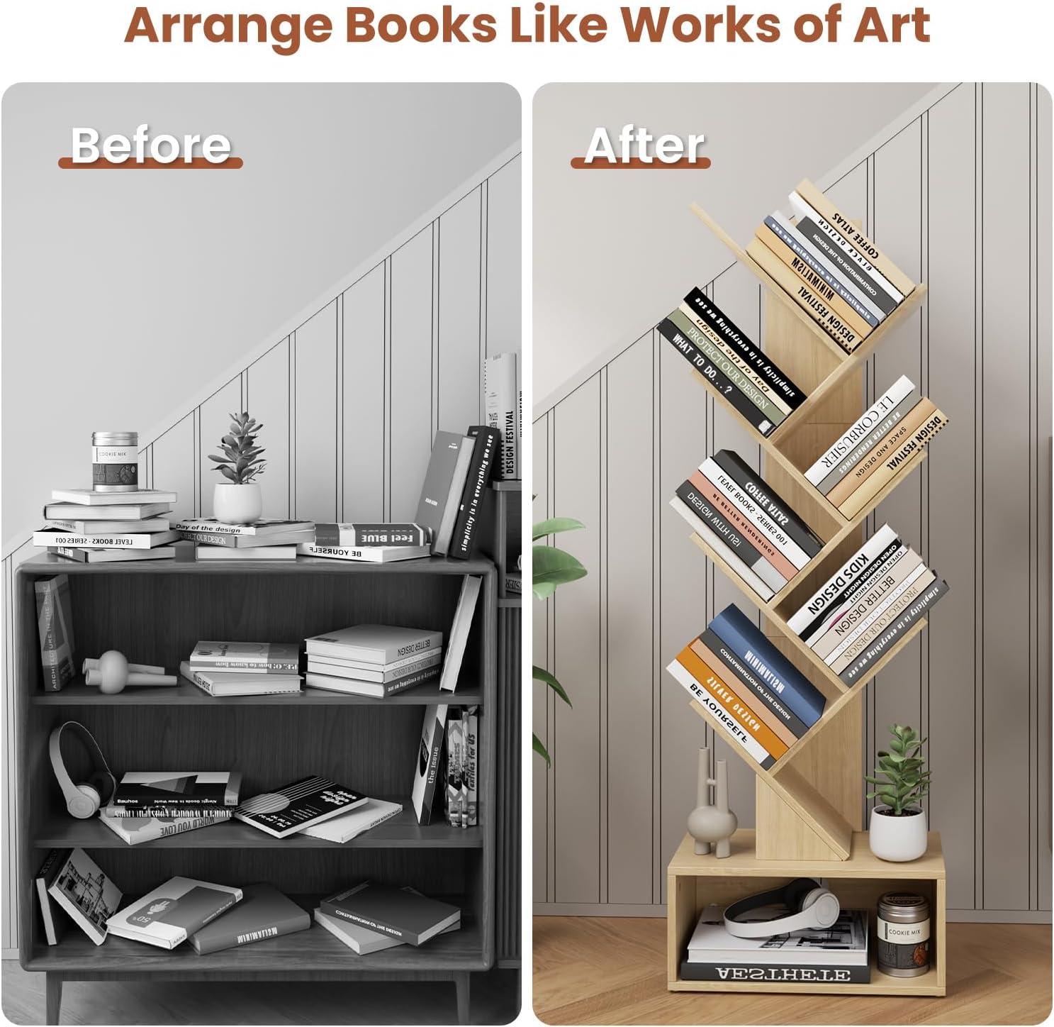 Maximizing Space with the Flycity Tree Bookshelf's Sleek 6-Tier Design