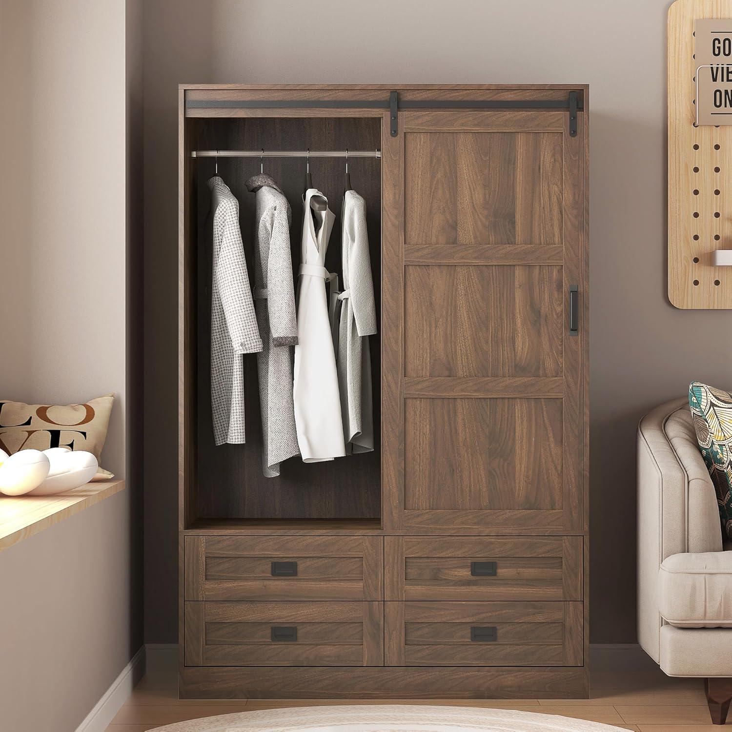 Slide Into Stylish Storage: exploring the Barn Door Armoire Wardrobe's Versatility