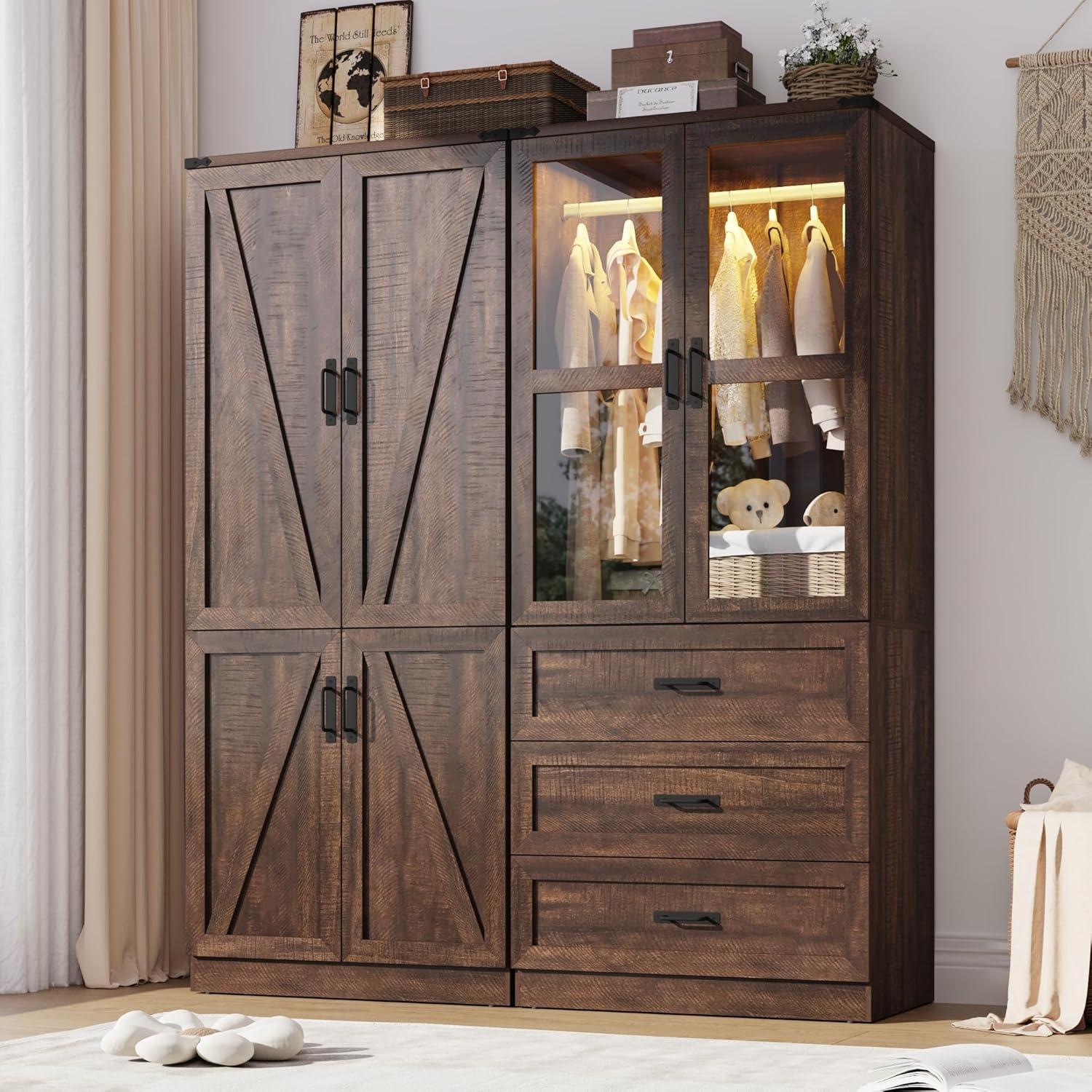 Spacious Farmhouse Armoire With Led Stylish Storage For Every Room