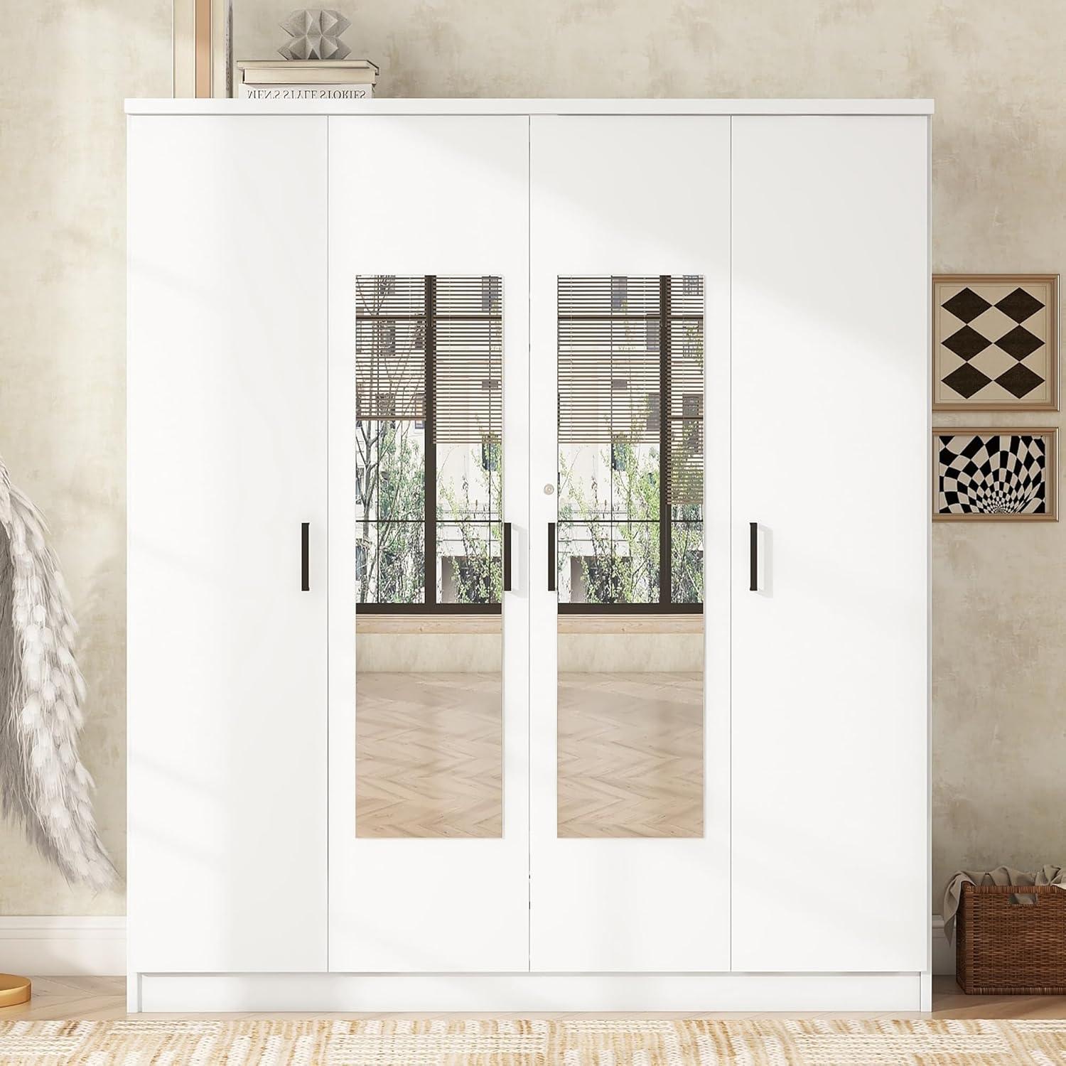 Spacious & Secure: Exploring the 4-Door Armoire with Mirror and lock