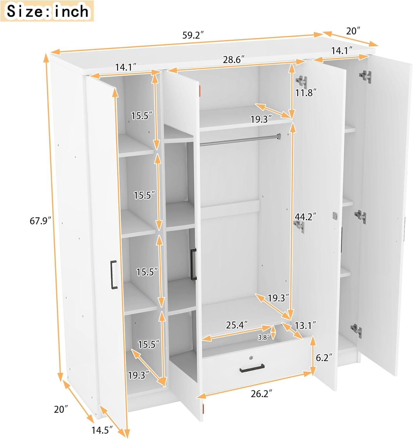 Spacious & Secure: Exploring the 4-Door Armoire with Mirror and lock