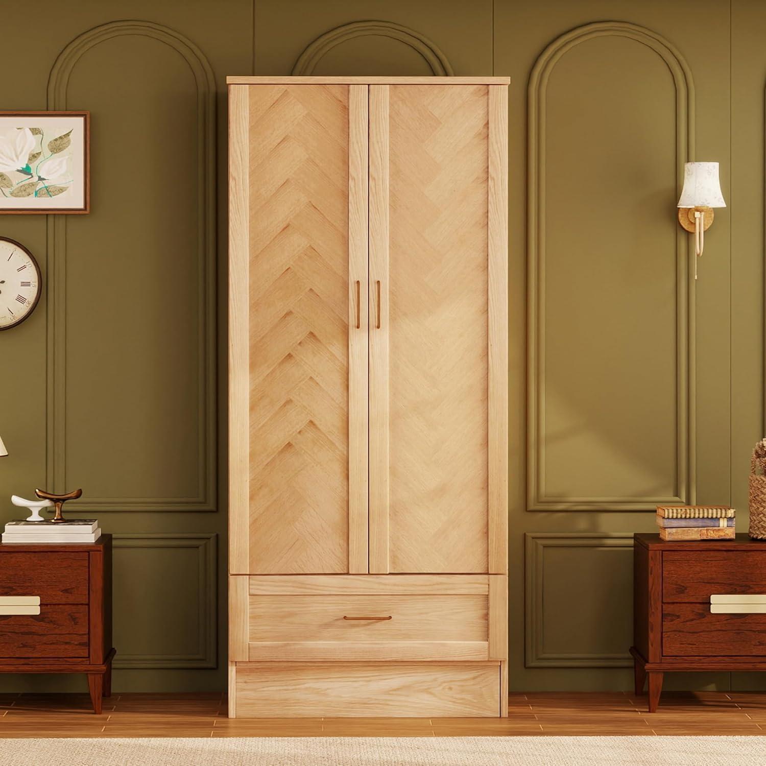 Spacious Solid Wood Armoire Stylish Storage With Smart Compartments