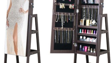 Spacious Stylish Jewelry Armoire With Lock Mirror And Wheels Review