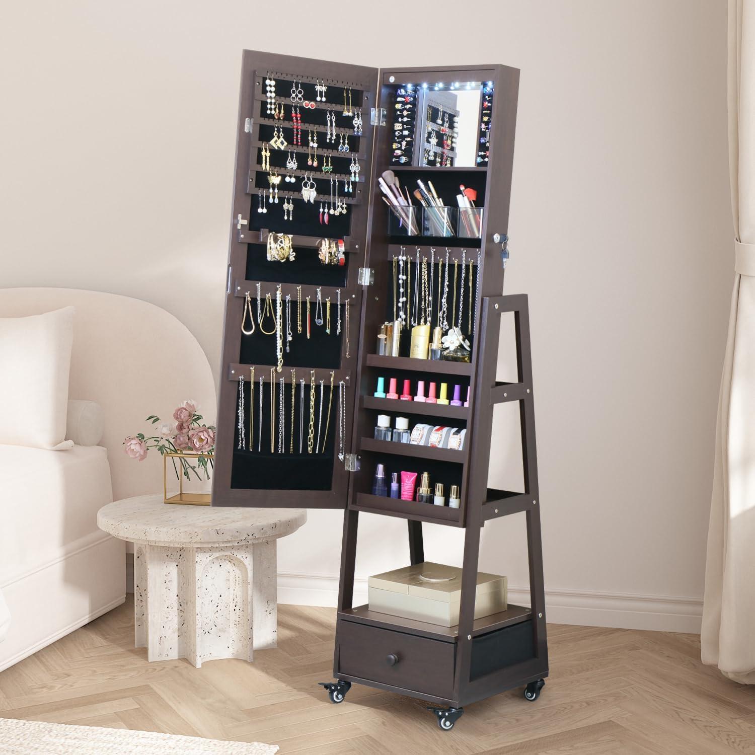 Spacious & Stylish Jewelry Armoire with Lock, Mirror, and ‌Wheels‍ Review