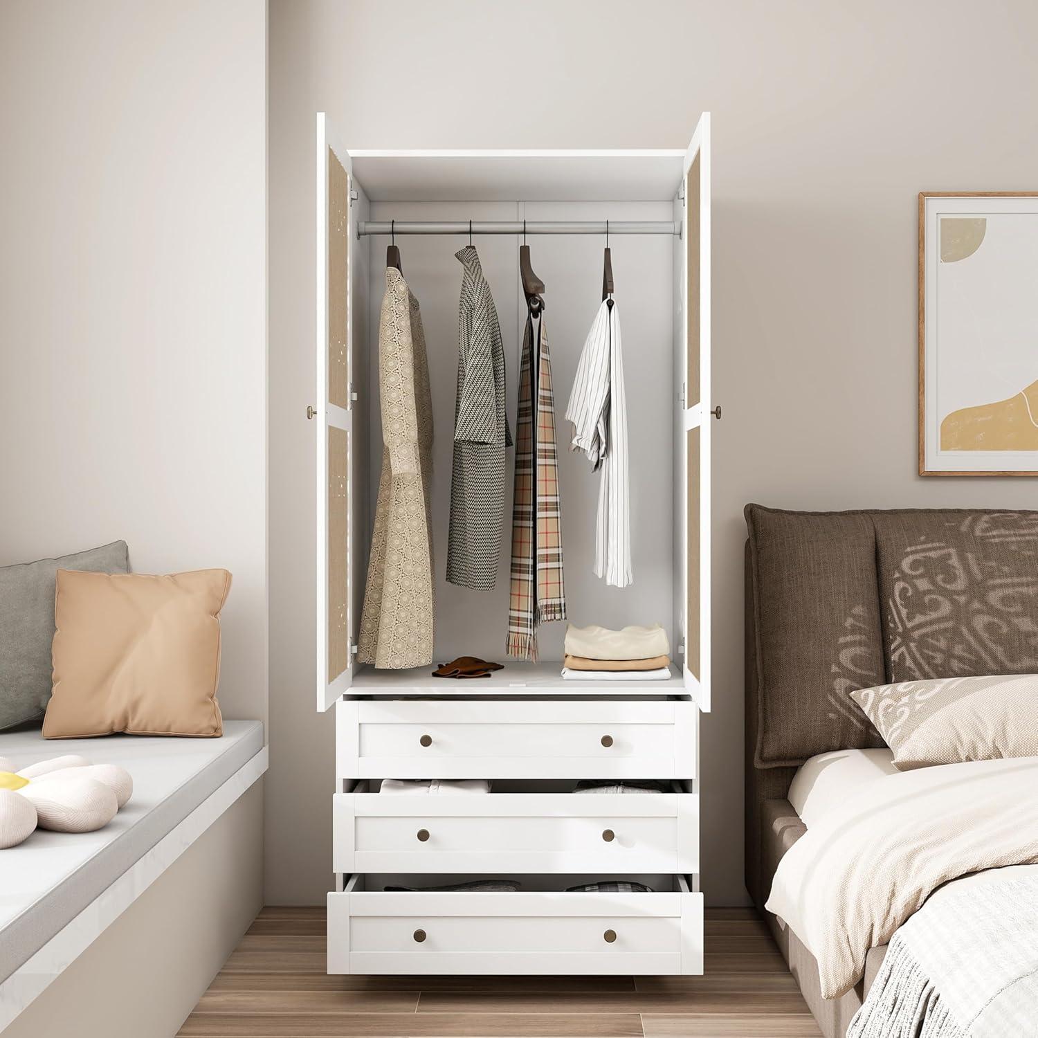 Spacious & Stylish ‍Wardrobe Closet⁤ with⁤ Hollow Pattern⁣ Doors‍ for Any Room