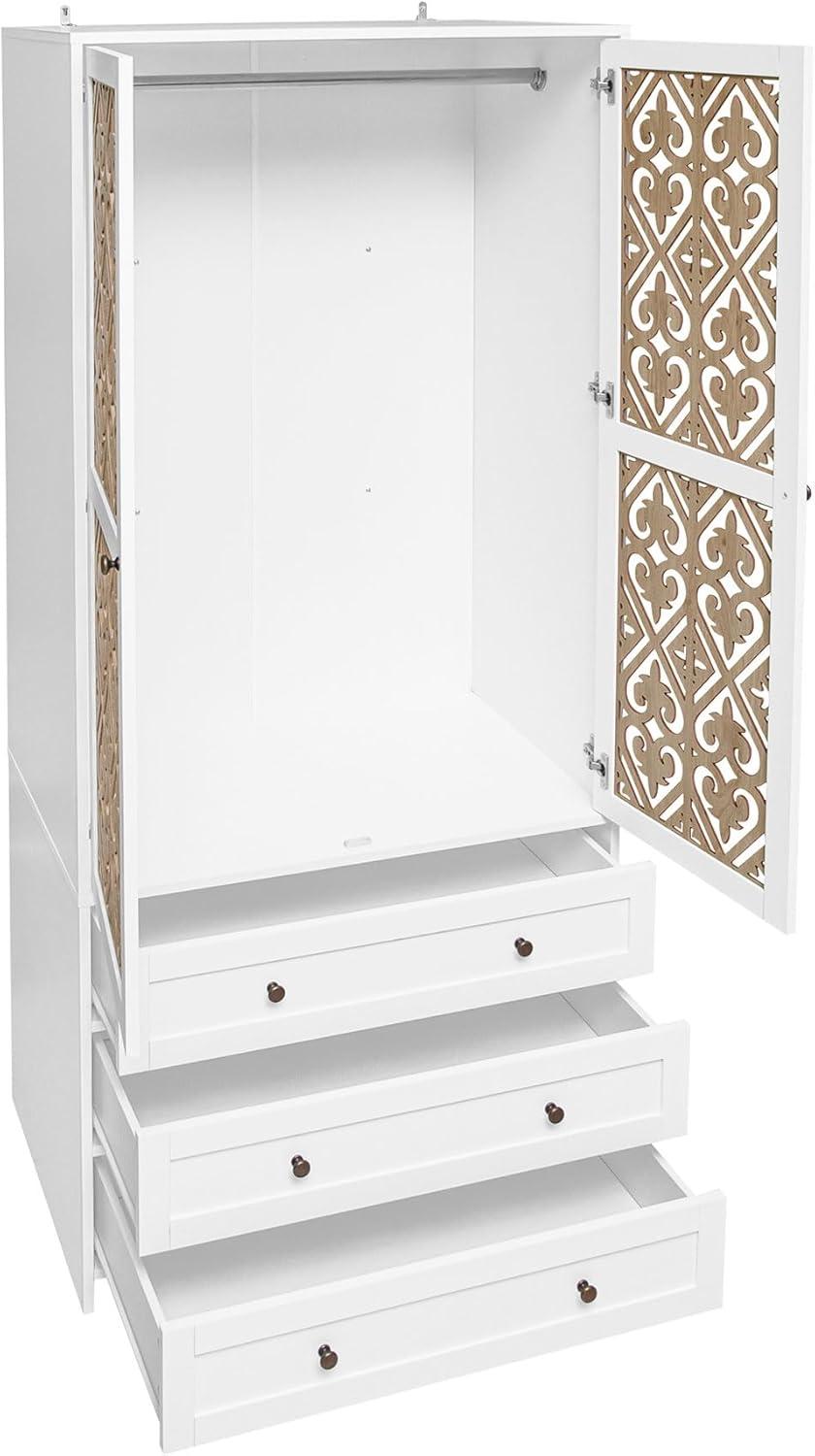 Spacious & stylish Wardrobe Closet with⁣ Hollow Pattern Doors ⁤for Any Room