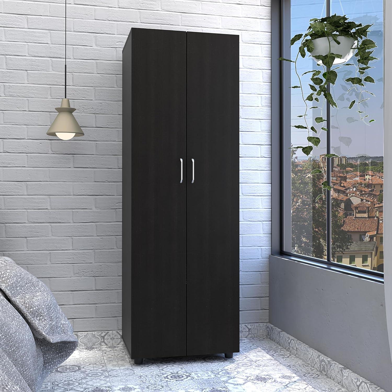 Streamlining Bedroom Storage Exploring The Black Double Door Armoire Organizer