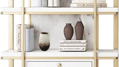Stylish And Sturdy Gold Bookshelf Perfect For Living Room Storage