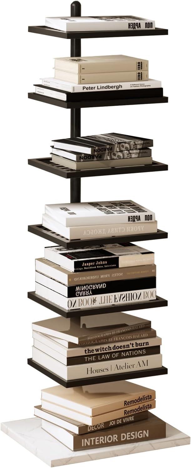 Maximizing Small Spaces with a Stylish Vertical Marble-Base Bookshelf