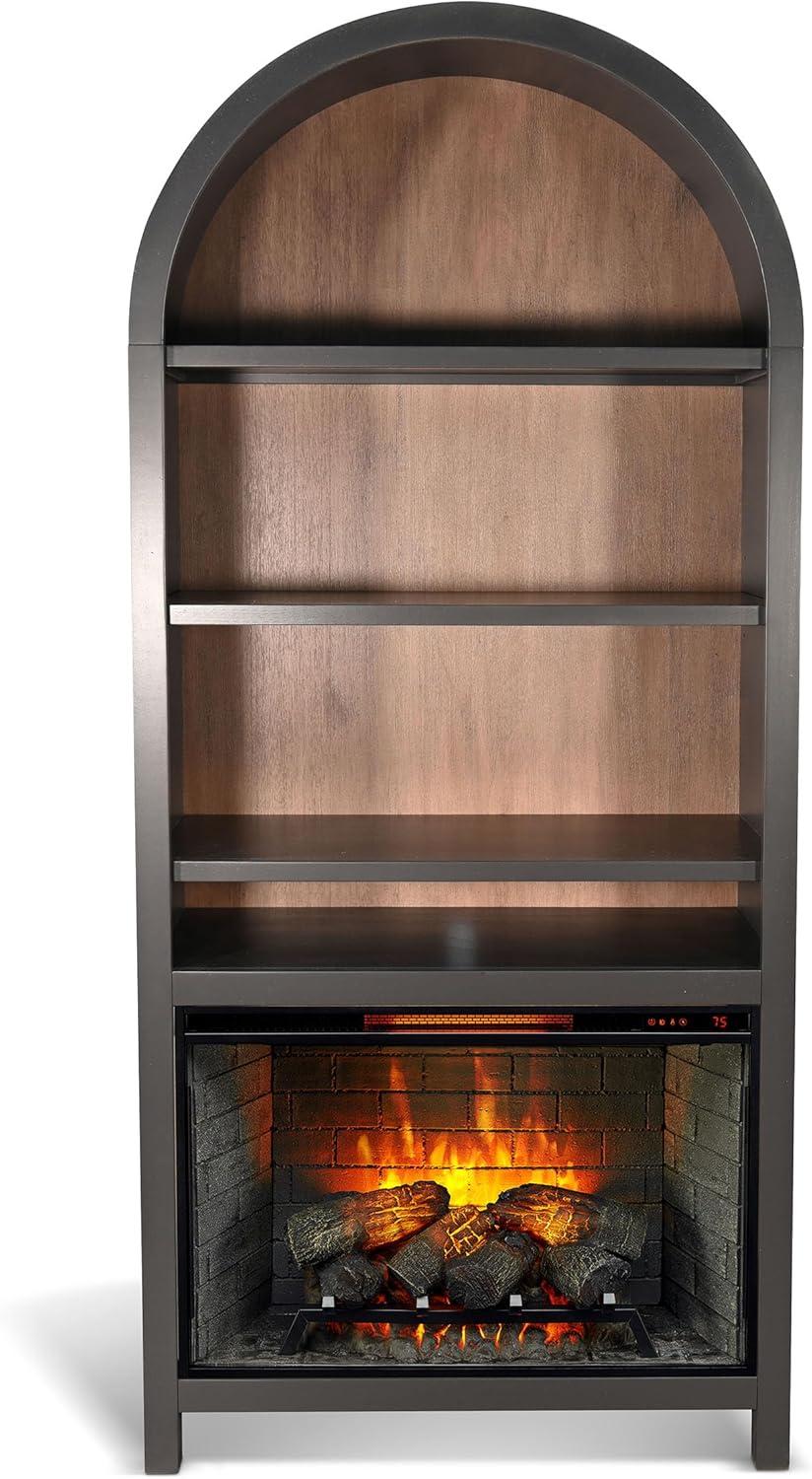Blending Style And Comfort The Arched Wood Bookcase With Fireplace