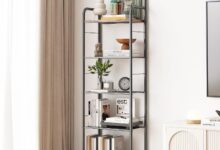 Covaoqd 5 Tier Slim Bookshelf Stylish Storage With Solid Support