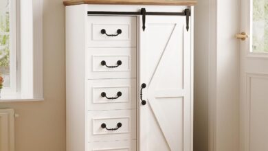 Discover Spacious Style Ironck 5 Drawer Dresser With Sliding Barn Door