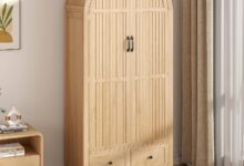 Discovering Elegant Farmhouse Charm With A Spacious Arched Wardrobe Closet