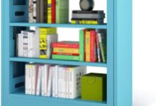 Discovering Space And Style With A Blue Steel Floor To Wall Bookcase