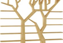 Discovering Space And Style With A Tree Shaped Brown Wooden Bookshelf