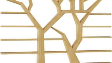 Discovering Space And Style With A Tree Shaped Brown Wooden Bookshelf