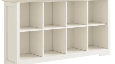 Discovering Spacious Elegance The 8 Cube Warm White Wooden Shelf