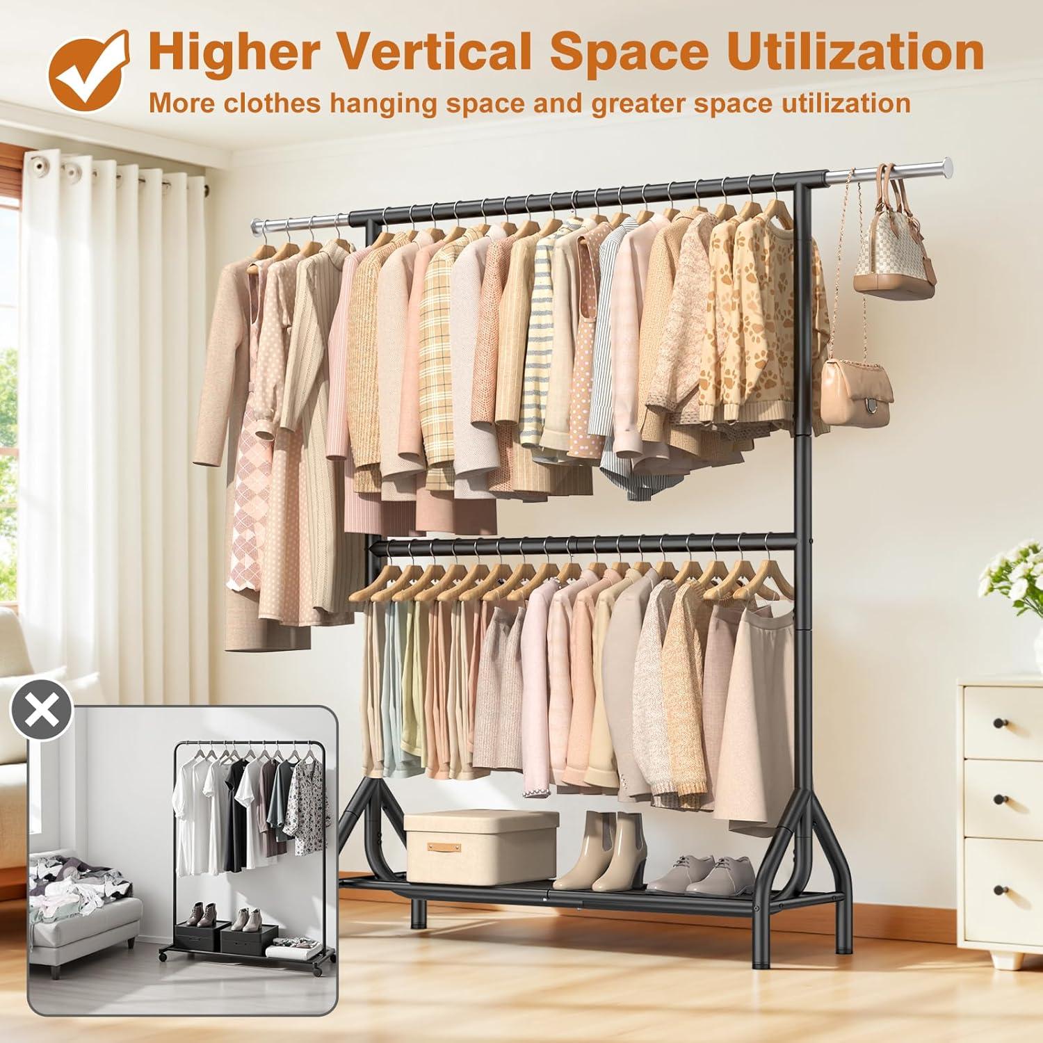 Double Rod Clothing Rack That Balances strength, Space & Style Perfectly