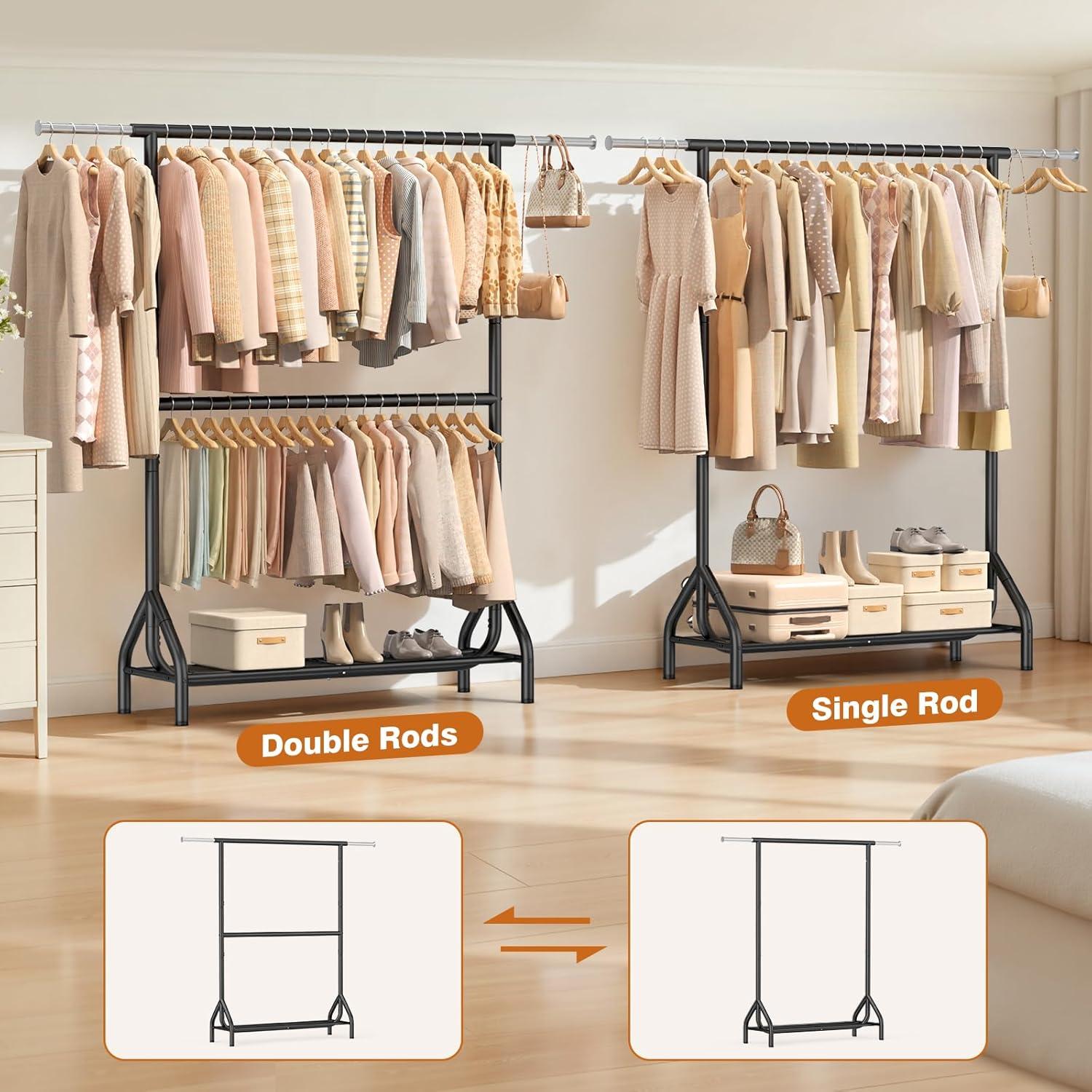 Double Rod Clothing Rack That Balances Strength, Space & style Perfectly