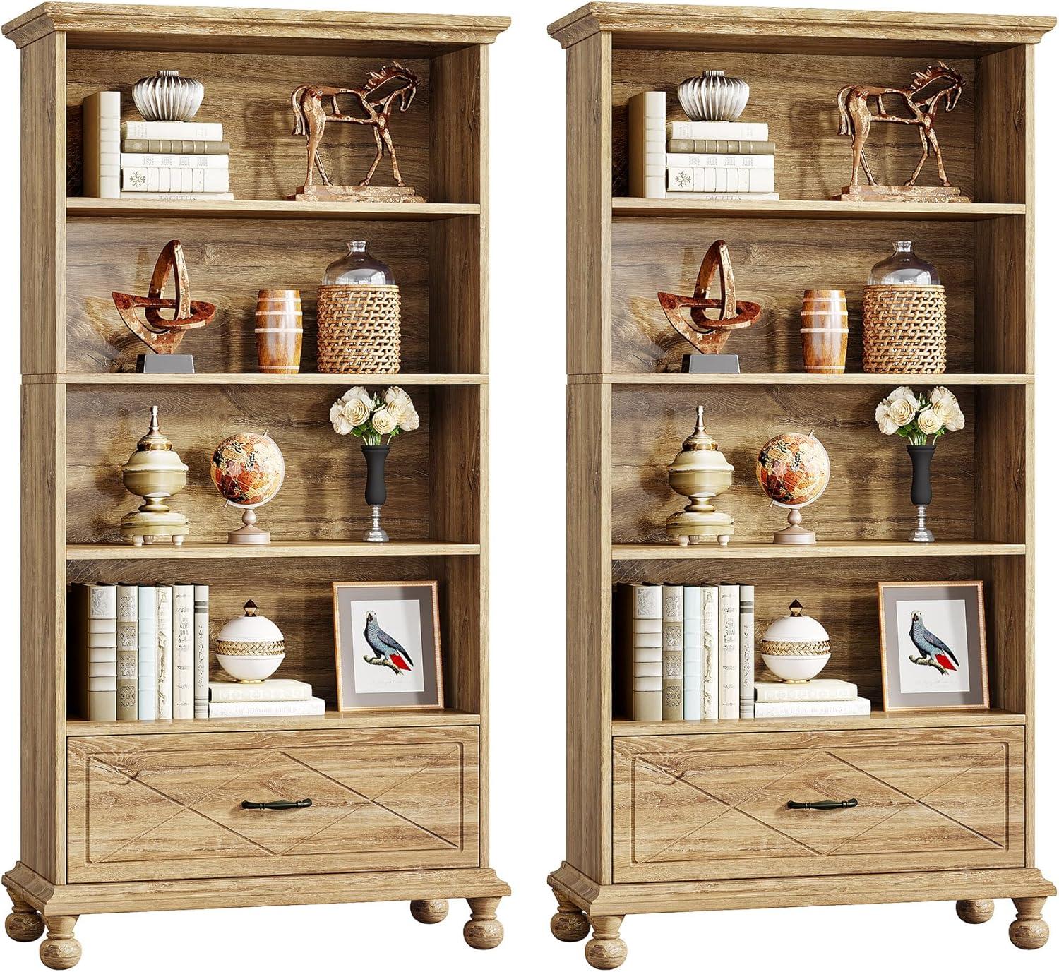 Elevate Every Room With The Versatile Tribesigns 6 Tier Oak Bookcase Set