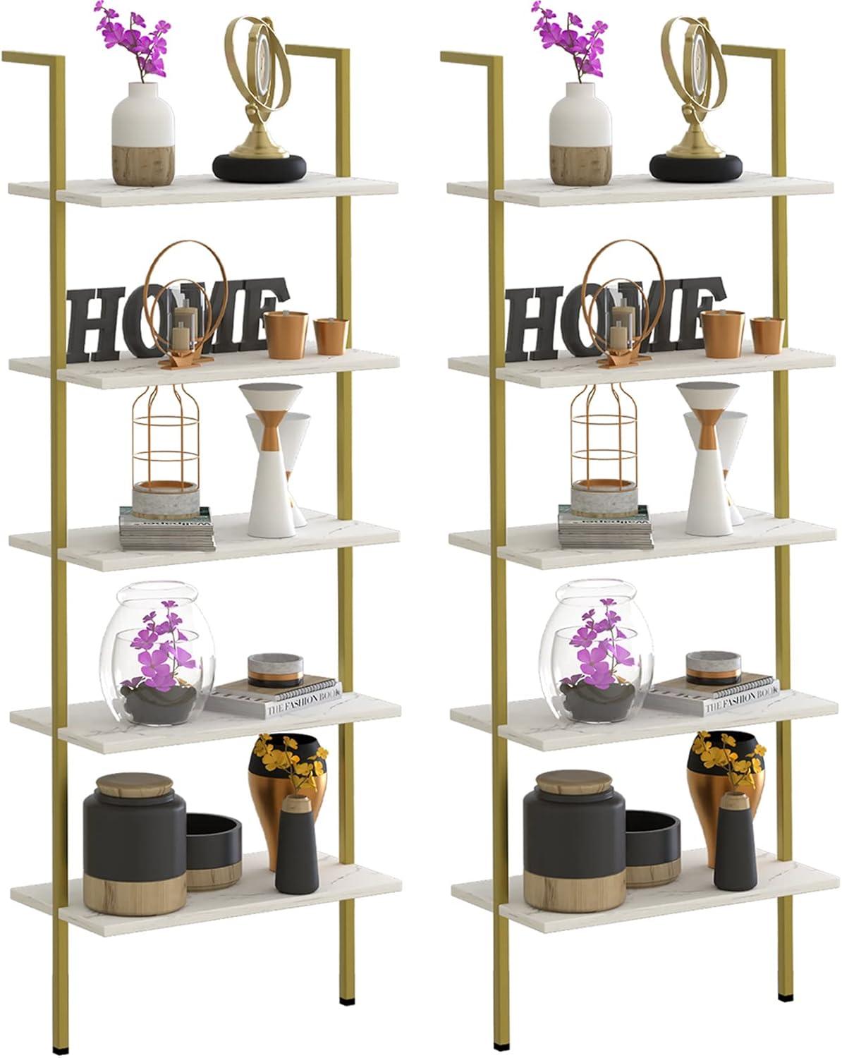 Elevate Small Spaces With A Sleek 5 Tier Ladder Shelf Design
