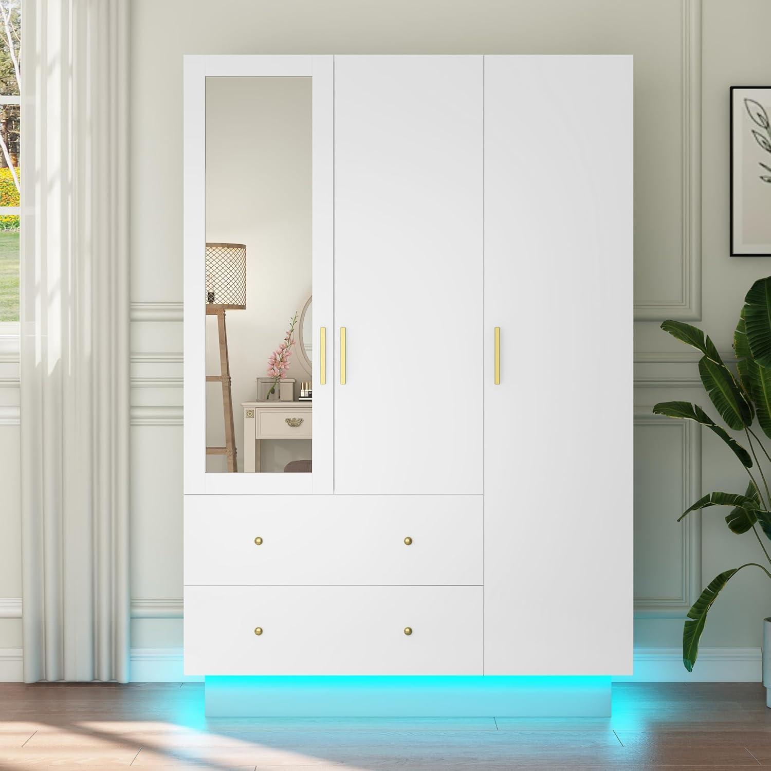 Exploring Spacious Style And Smart Lighting In A Modern White Armoire