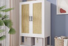 Exploring Stylish Storage A Closer Look At A Rattan Wardrobe With Shelves