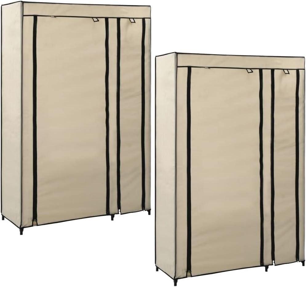 Folding Wardrobes 2 Pcs Cream 110x45x175 Cm Your Storage