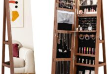 Goflame 360 Jewelry Cabinet Stylish Storage Meets Full Length Mirror Flair