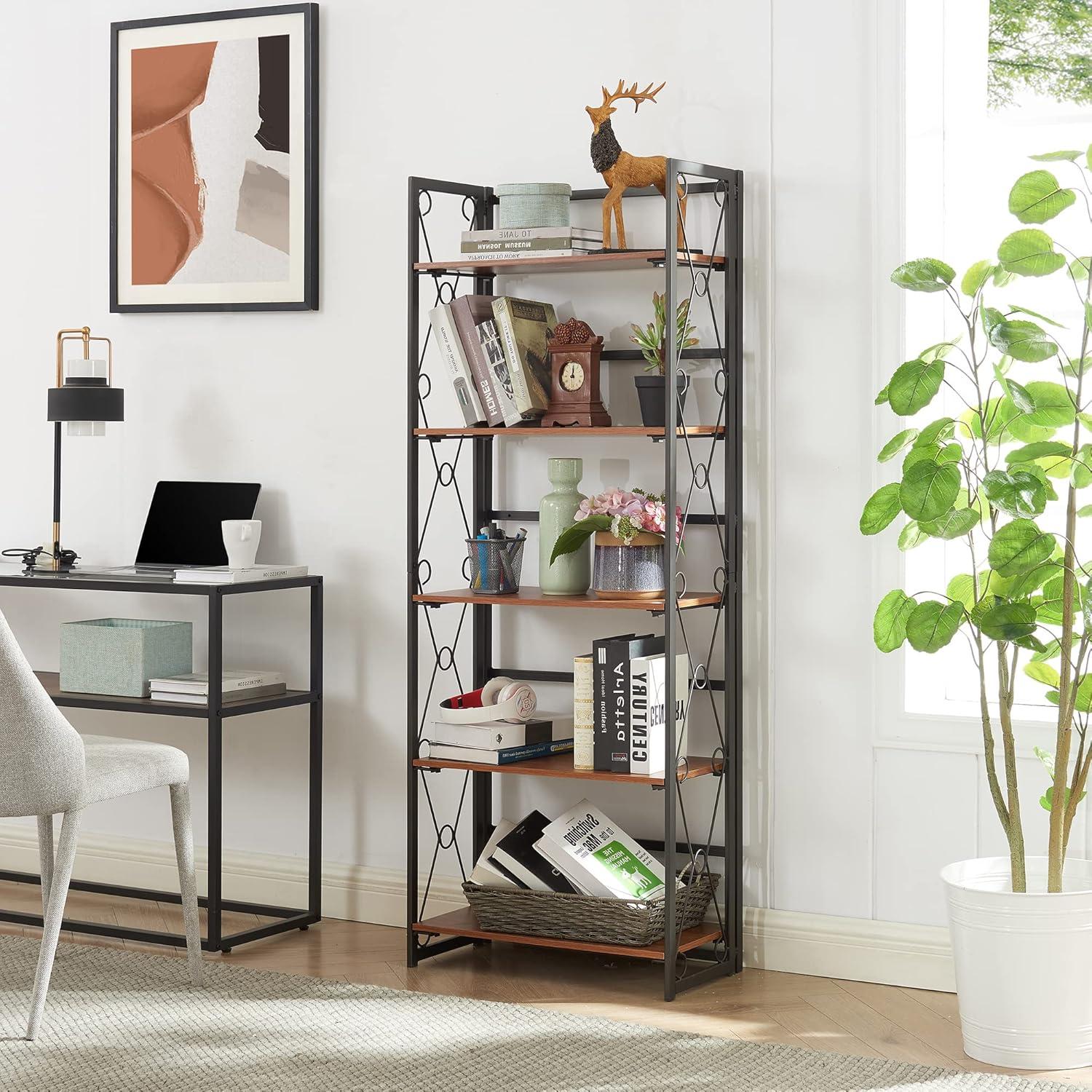 How VECELO's Foldable 5-Tier Bookshelf Transformed Our Space and Storage