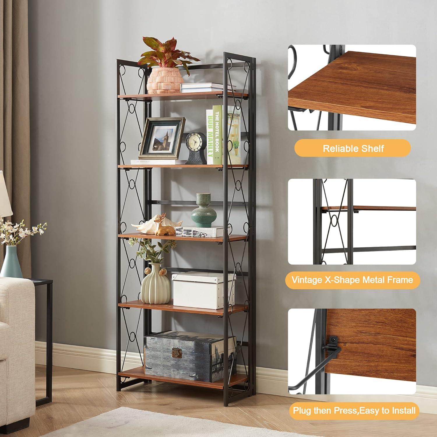 How VECELO's Foldable 5-Tier Bookshelf Transformed Our Space and Storage